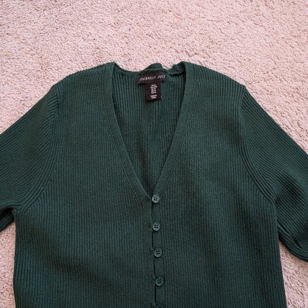 Sincerely Jules Women's Forest Green Cardigan Size M - Picture 5 of 9